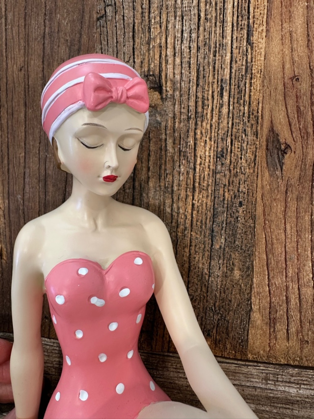 Pink Polka Dot Bathing Beauty Figurine - Picture 7 of 7